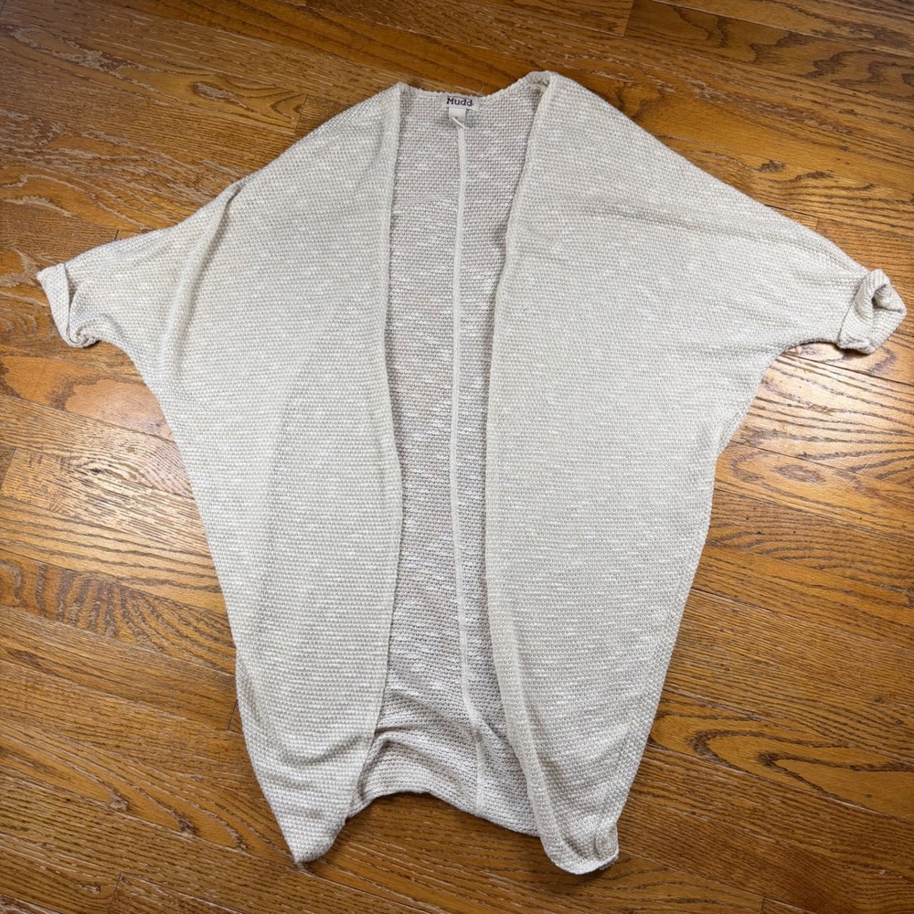 BOHO Cocoon Cardigan Womens Small Cream Oatmeal Open Beach Cottagecore Light